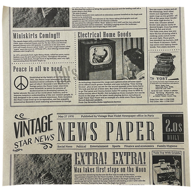 Бумага упаковочная "Газета" желтая (10 листов 30,5х30,5 см)